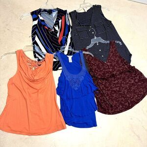 Tank Top Blouse Shirt Bundle of 5 Worthington Old Navy Blue Womens sz Small